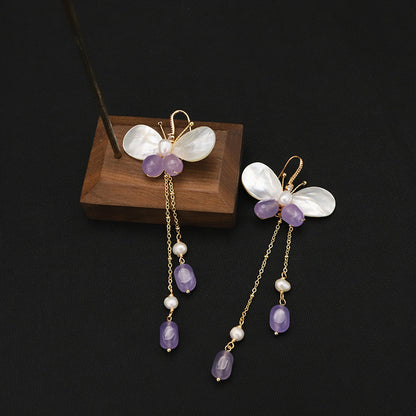 Amethyst Dangle Earrings With black background