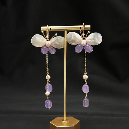 Amethyst Dangle Earrings With black background