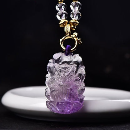 Amethyst Gemstone Necklace With Cute Fairy Fox