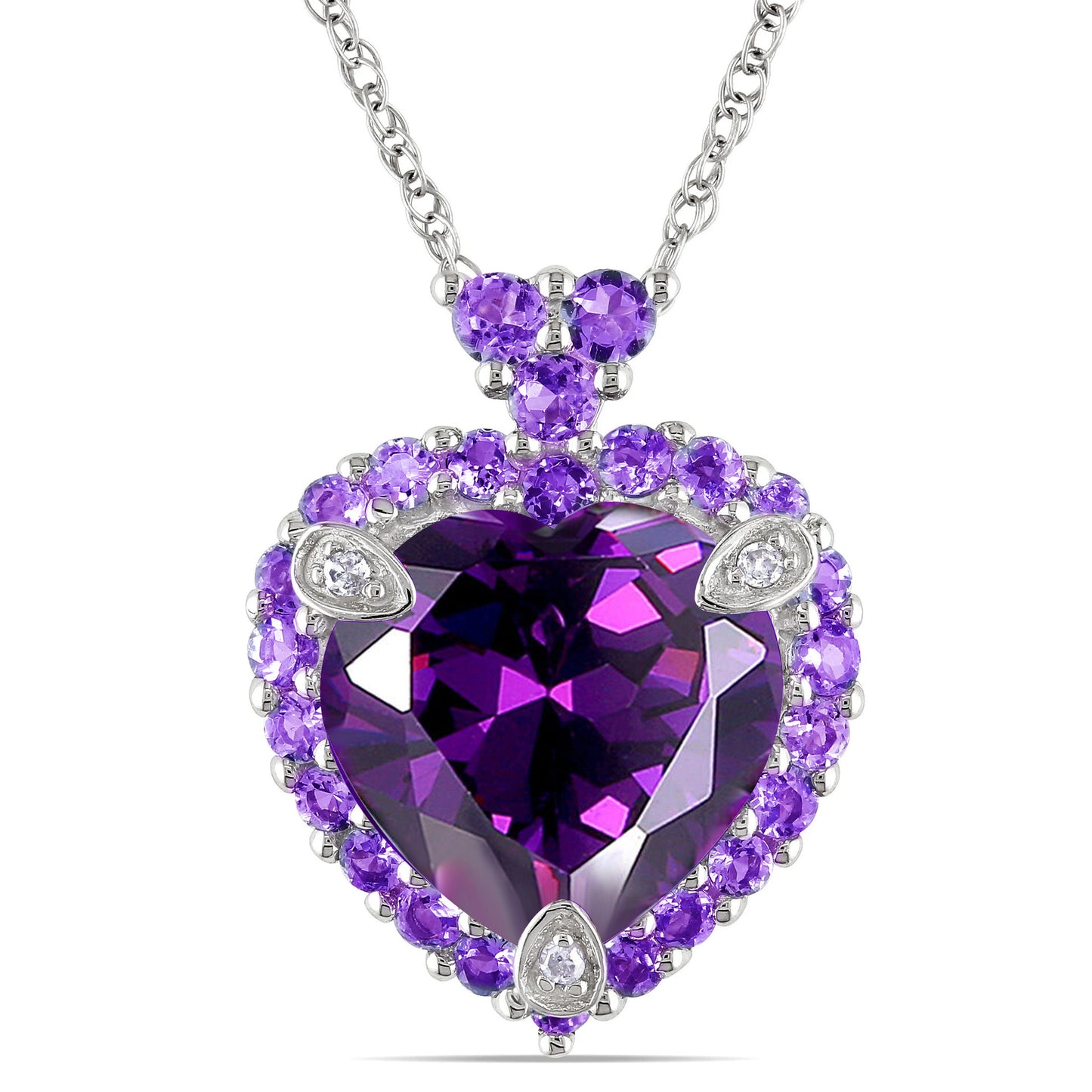 amethyst heart necklace with white background