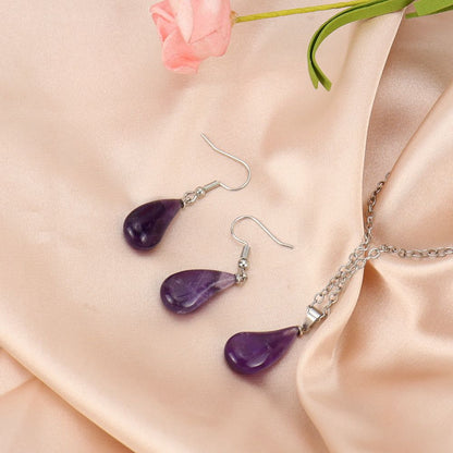 amethyst necklace pink background