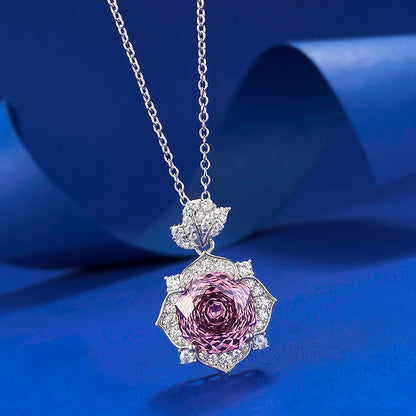 amethyst necklace with blue background