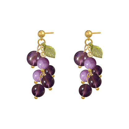 Amethyst Stud Earrings With white background