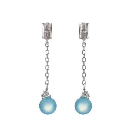 Aquamarine Dangle Earrings with white background