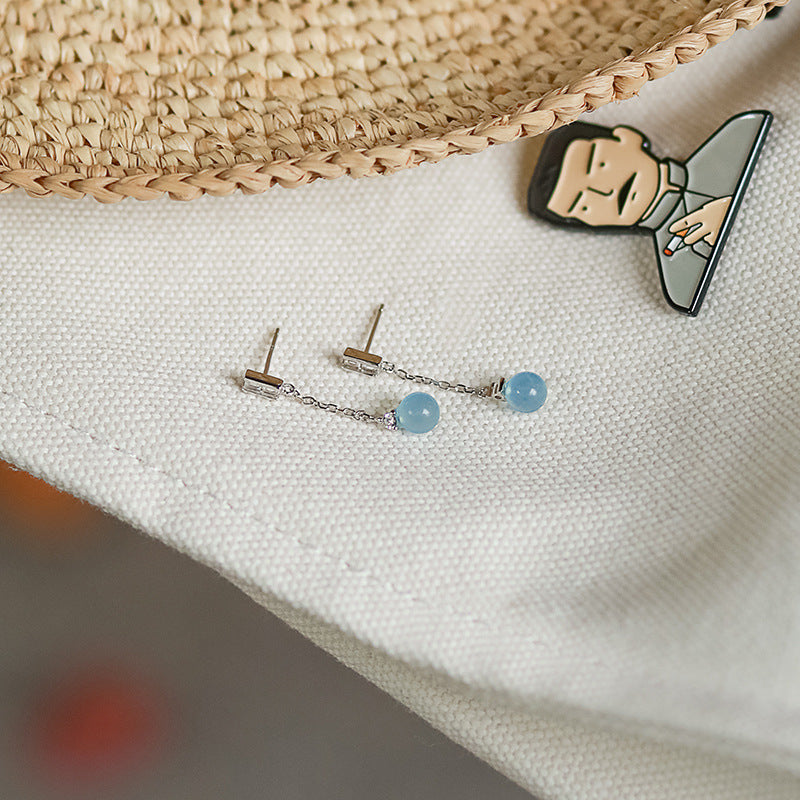 Aquamarine Dangle Earrings with white background