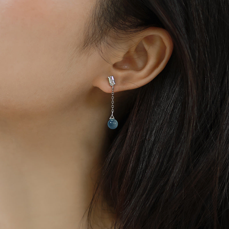 Aquamarine Dangle Earrings with background