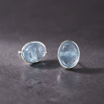 Aquamarine Earrings Studs with black background