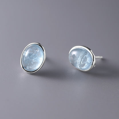 Aquamarine Earrings Studs with black background