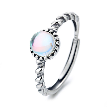 Blue Moonstone Ring with white background
