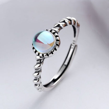 Blue Moonstone Ring with white background