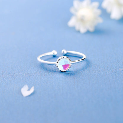 Blue Moonstone Ring with blue background