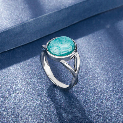 Large Moonstone Ring with blue background
