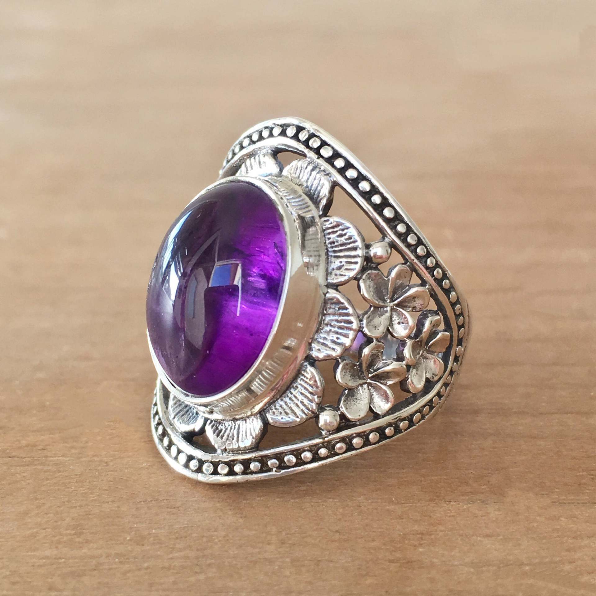 Men's Amethyst Ring with white background
