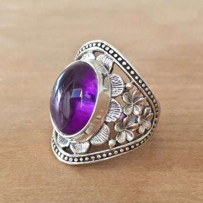Men's Amethyst Ring with white background