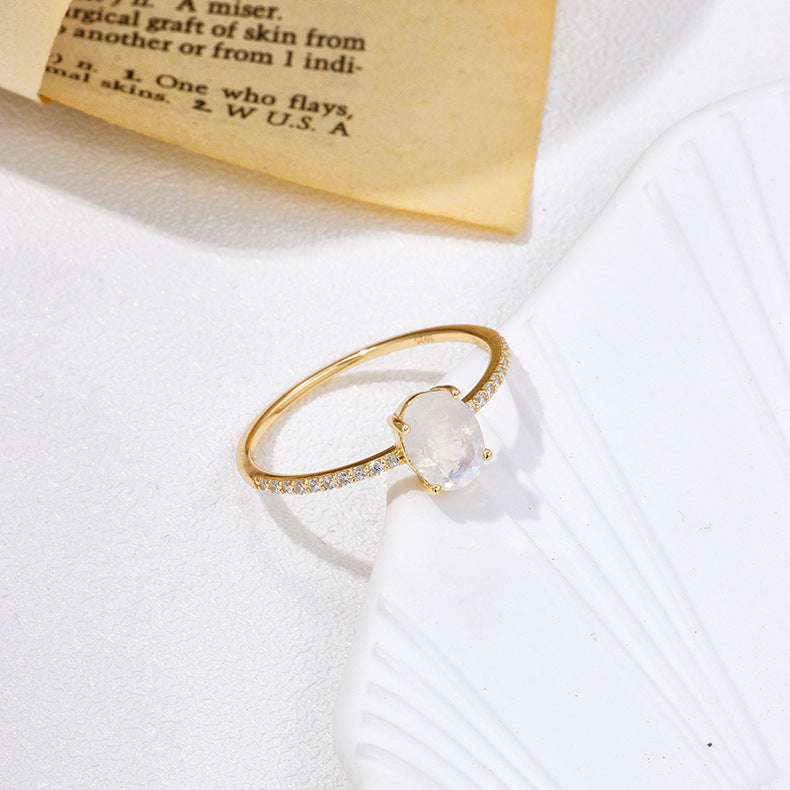 Moonstone Ring with White BG