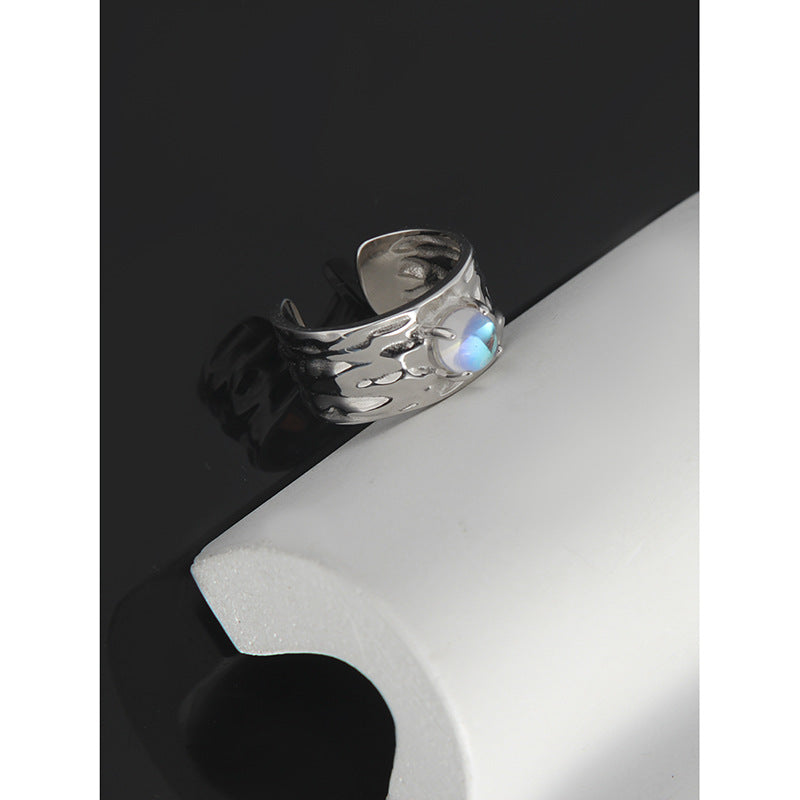 Moonstone Ring with black & White BG