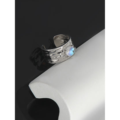 Moonstone Ring with black & White BG