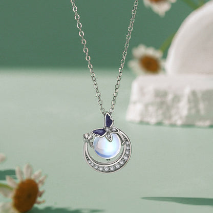 moonstone beaded necklace with green background