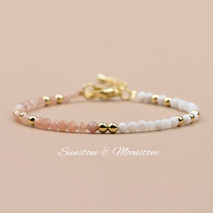 Moonstone Bracelet Mixed With Sunstone 2