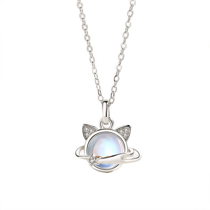 moonstone gem necklace with white background