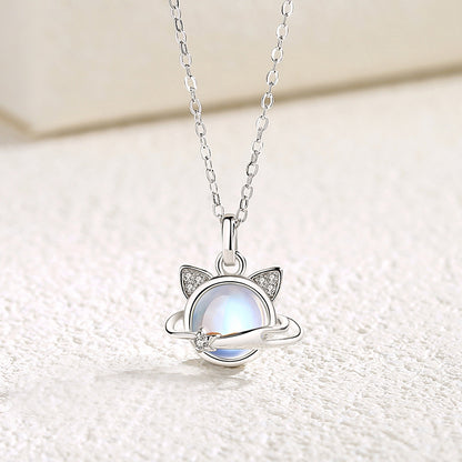 moonstone gem necklace with gray background