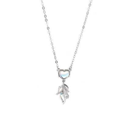 moonstone heart necklace white background