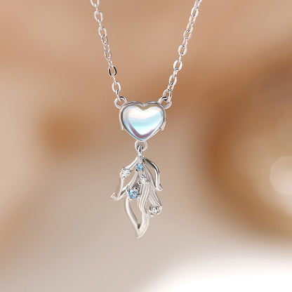 moonstone heart necklace gray background