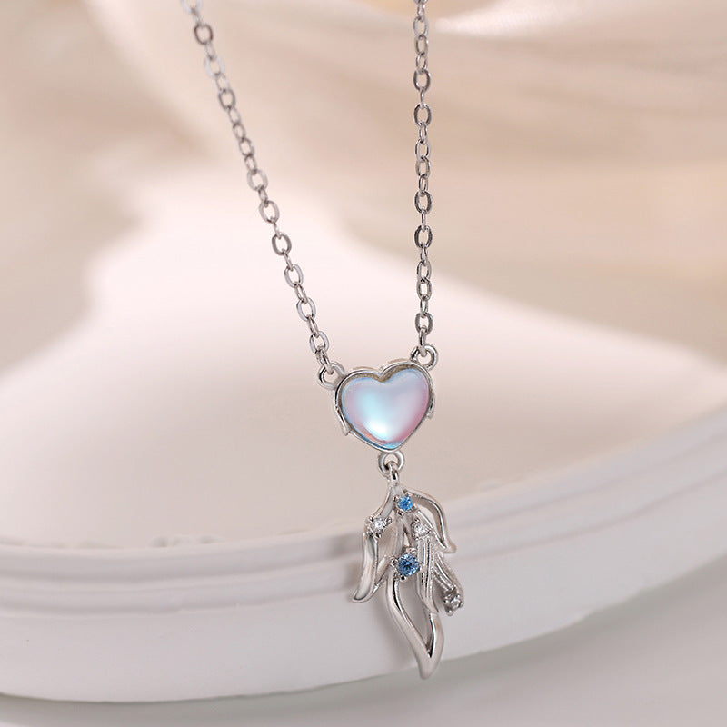 moonstone heart necklace On Table