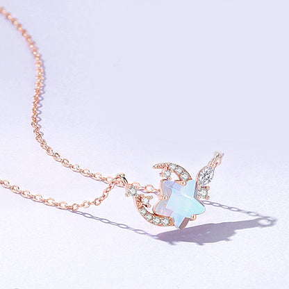 moonstone necklace with gray background