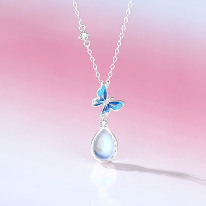 moonstone necklace with pink background