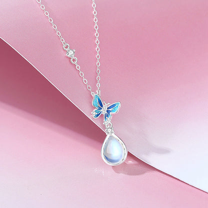 moonstone necklace with pink background