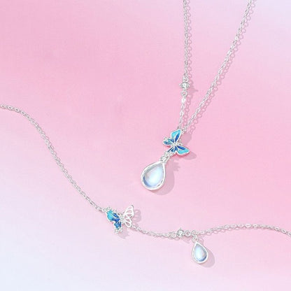 moonstone necklace with pink background