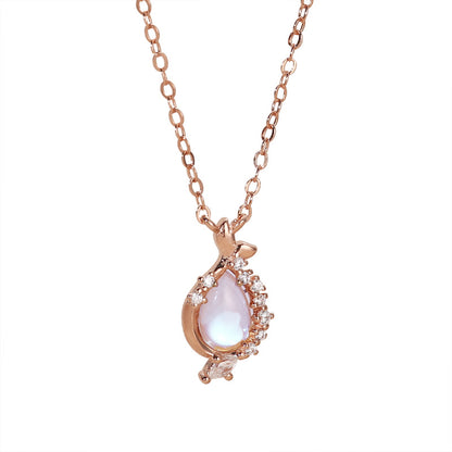 moonstone pendant necklace with white background