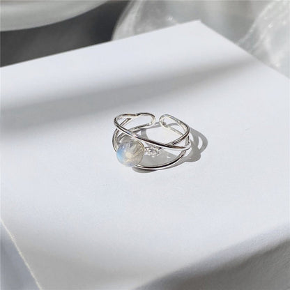 Moonstone ring on white box
