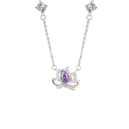 purple amethyst necklace white background