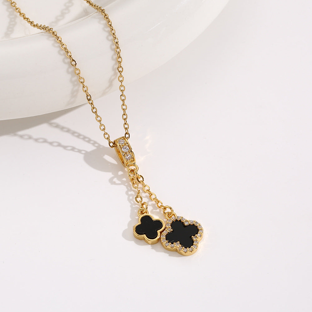 sweet Four Leaf Clover Necklace on white background