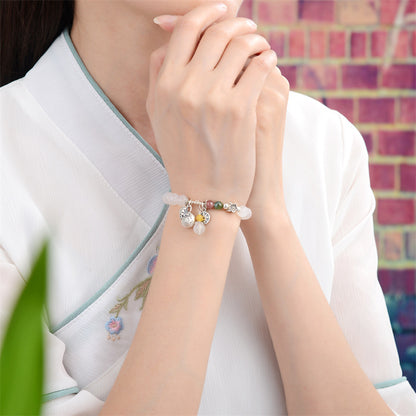 Vintage Moonstone Bracelet in hand.