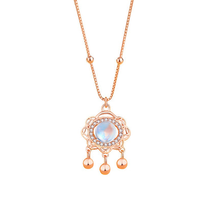 vintage moonstone necklace with white background