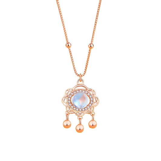 vintage moonstone necklace with white background
