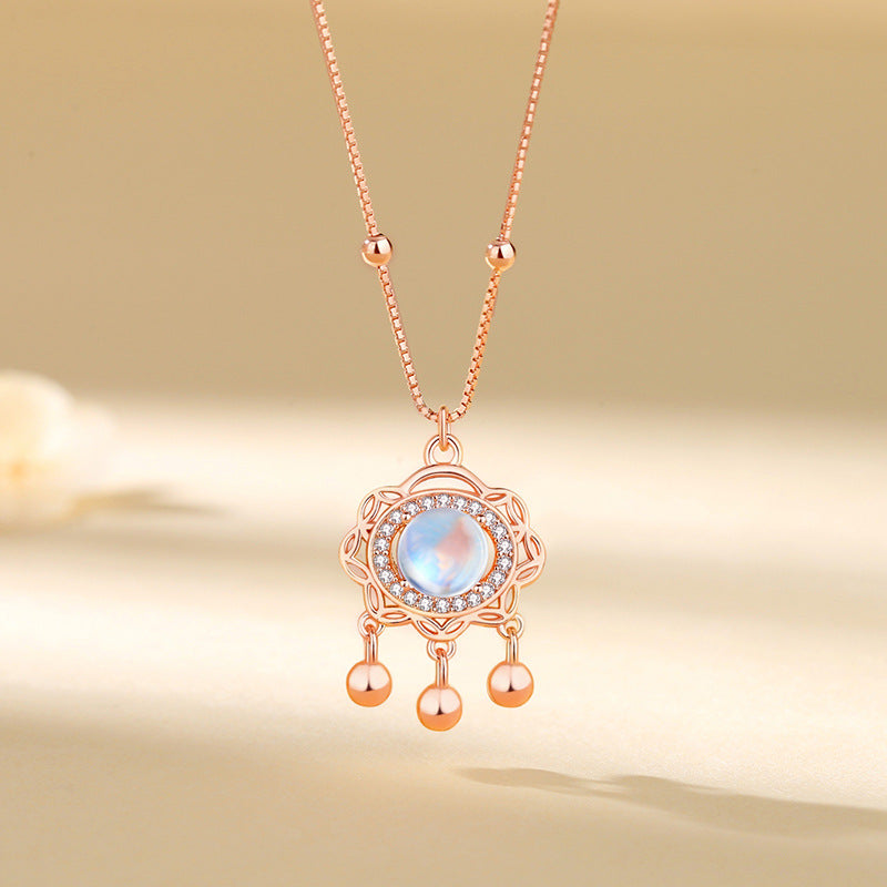 vintage moonstone necklace with gold background