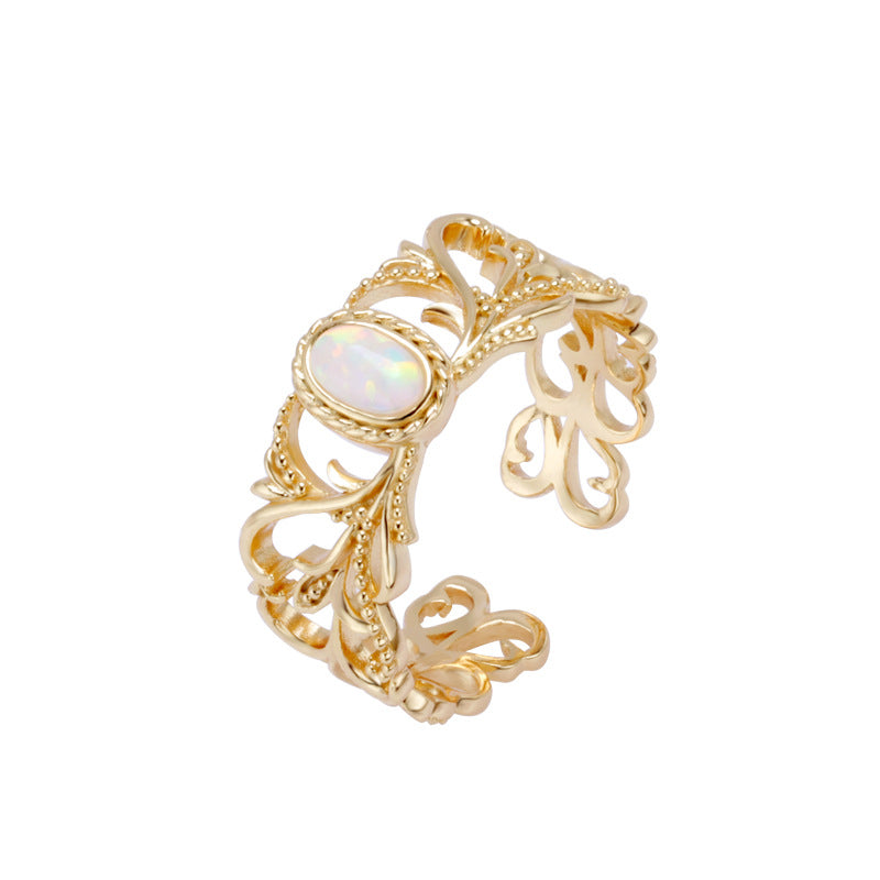 Vintage Opal Ring with white background