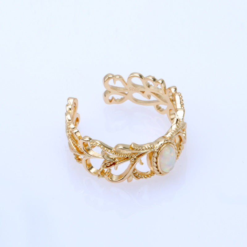 Vintage Opal Ring with white background