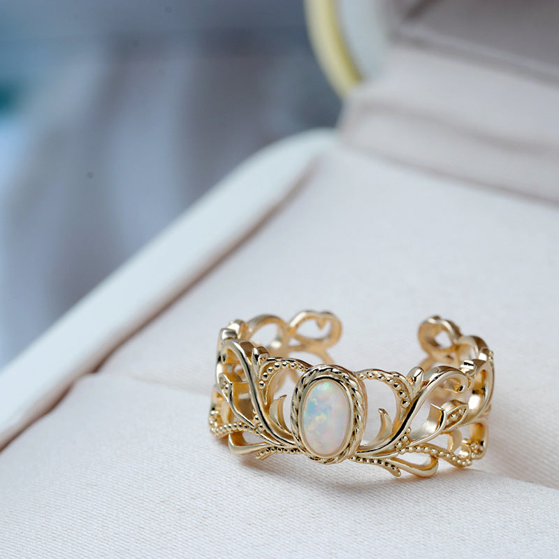 Vintage Opal Ring with white background